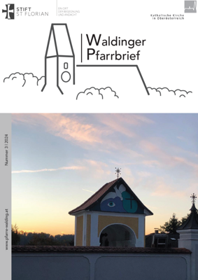 Titelblatt Pfarrbrief, Bild der Kirche mit Schriftzug