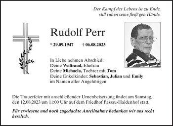 Sterbebild Rudolf Perr