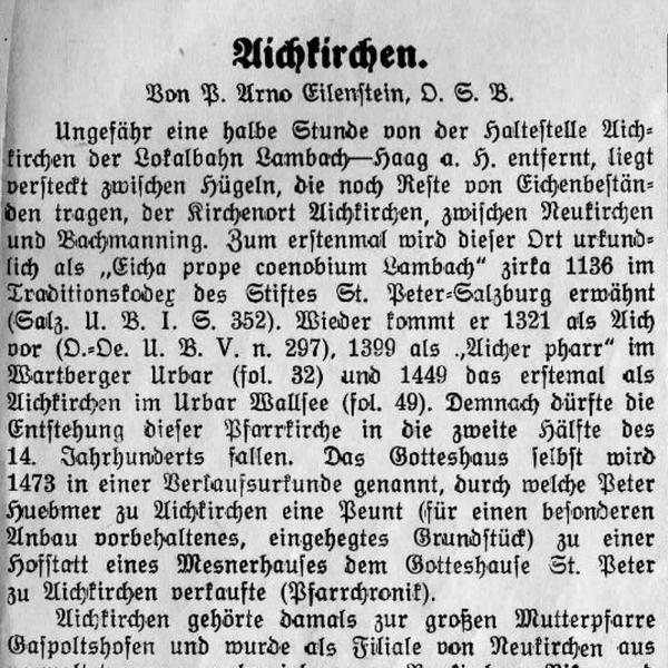 Pfarrgeschichte / © Pfarrgemeinde Aichkirchen Pfarrgeschichte